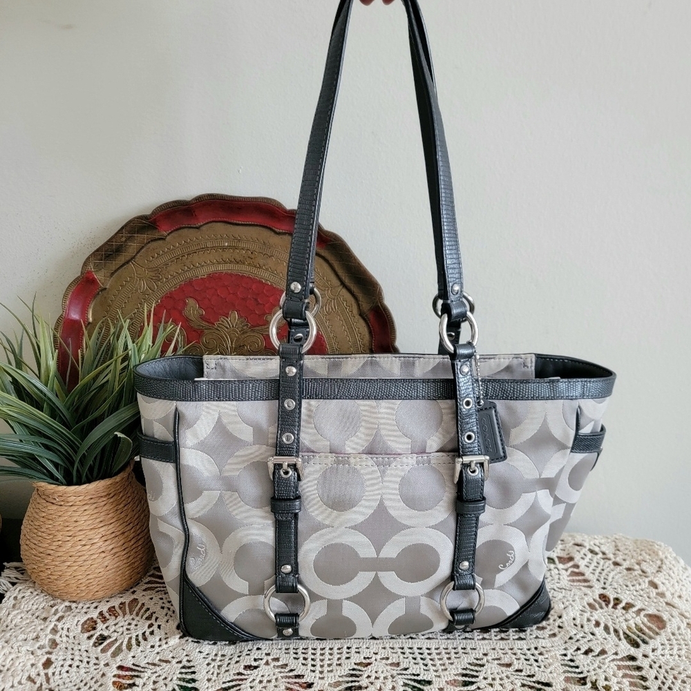 Coach Gray Op Art Tote Bag